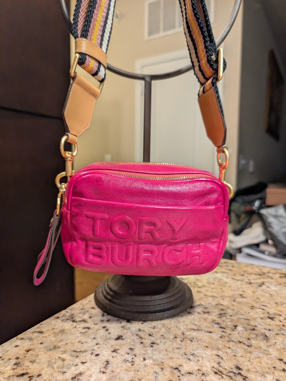 Torry Burch Pink Perry Bombe Crossbody Bag